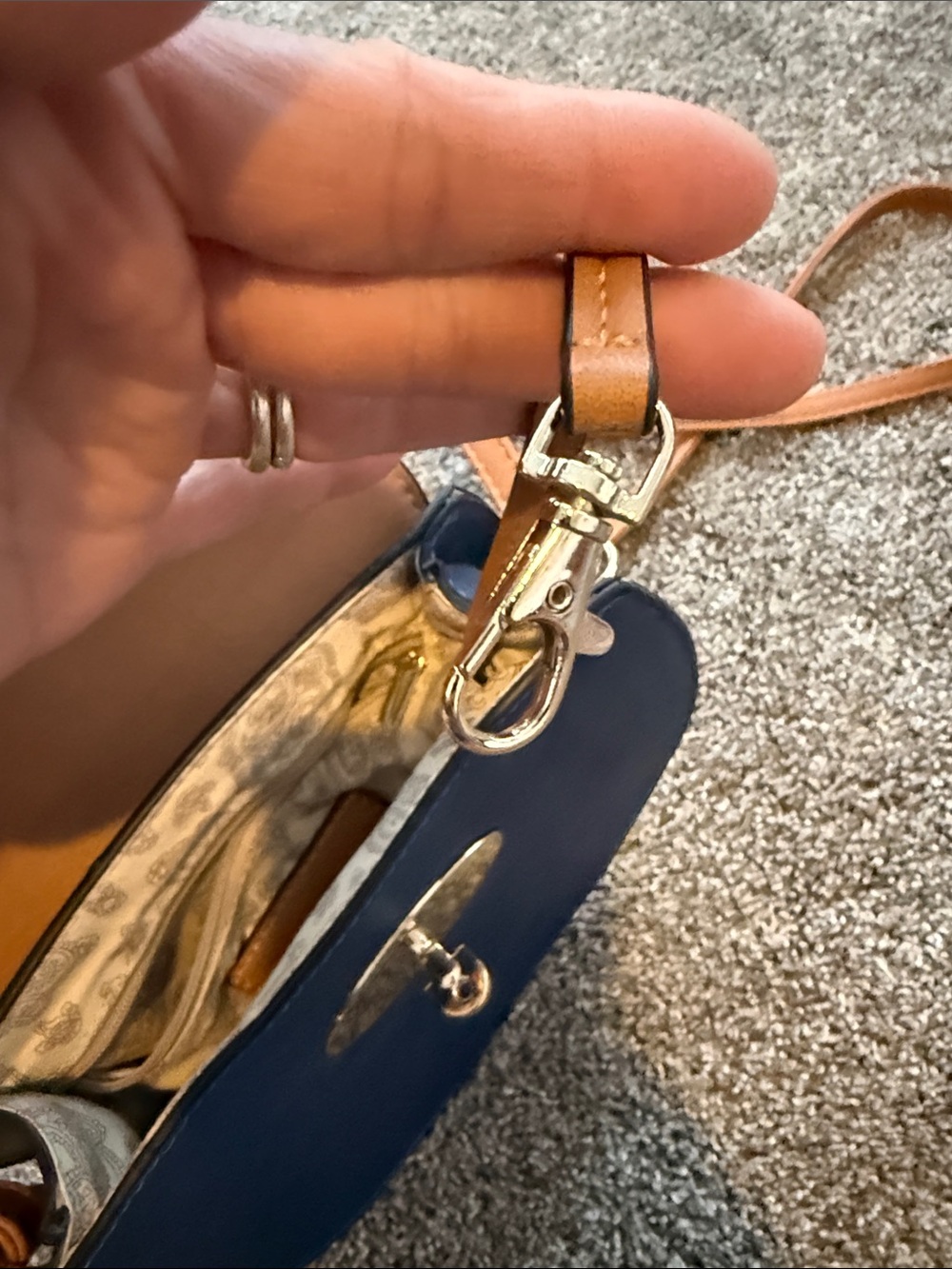 Simply Noelle Navy and Brown Round Crossbody Bag - Picture 8 of 16